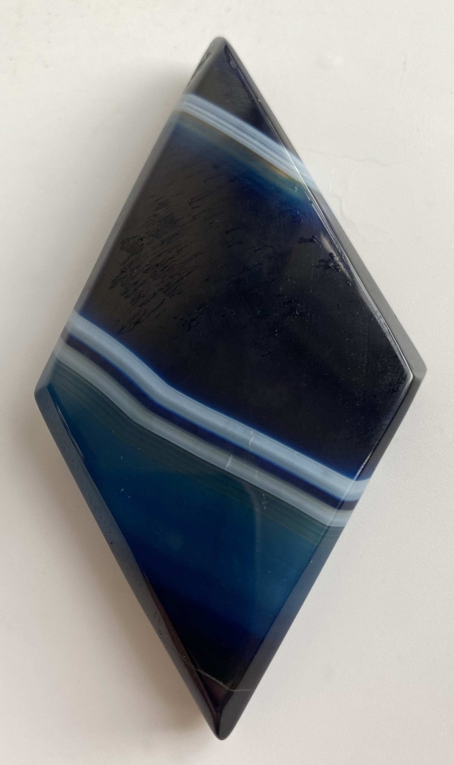 Romb 10.4cm din Agat Albastru natural, piatră semiprețioasă fără suport