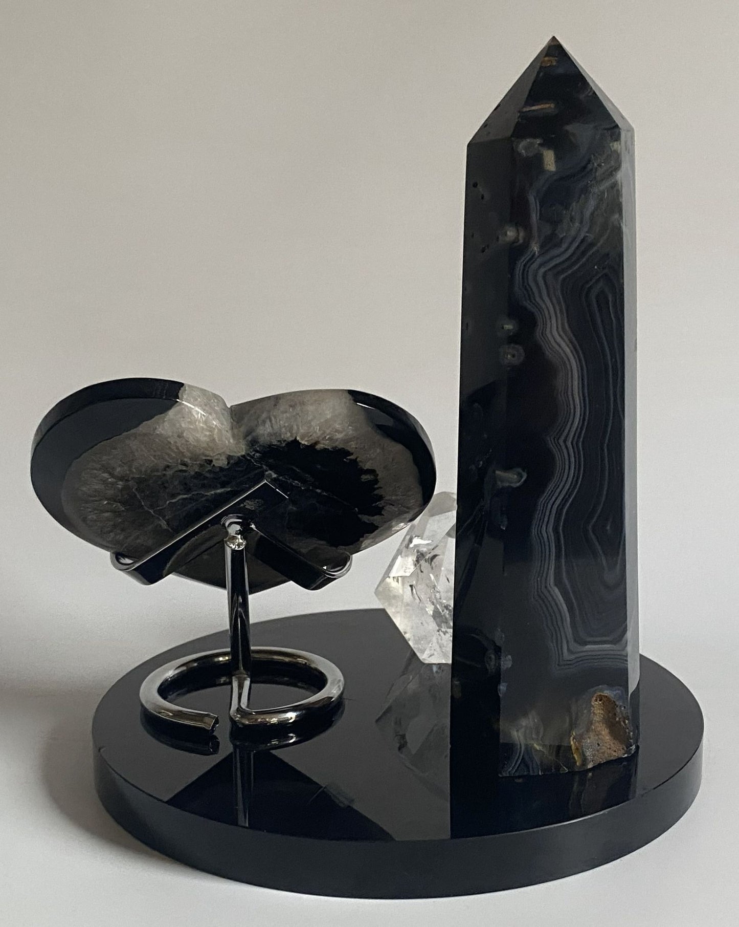 Set Cristale - Agat Negru&Cuart Transparent - Decoratiune Pietre Semipretioase