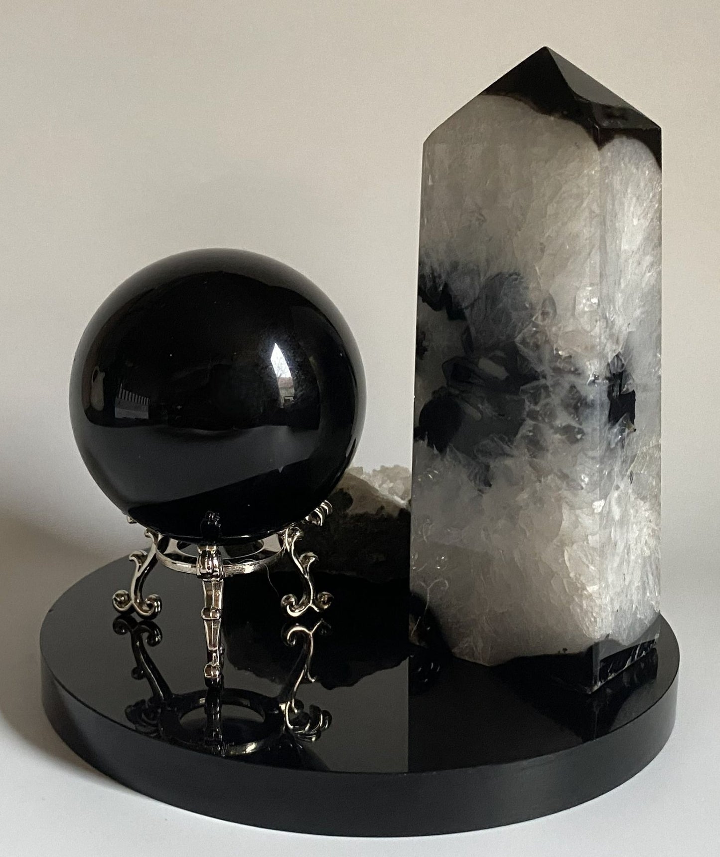 Set Cristale - Agat Negru&Obsidian&Apofilit - Decoratiune Pietre Semipretioase