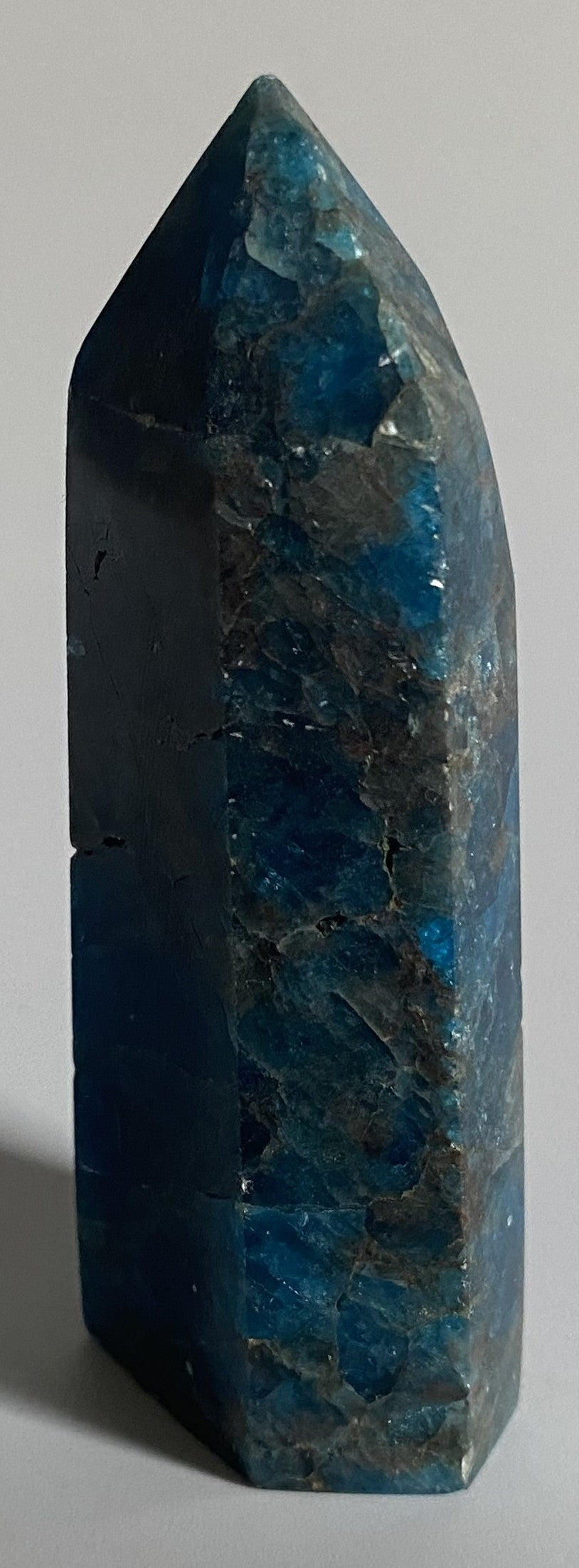 Obelisc din apatită naturală albastră de 7.6 cm, cristal vindecător autentic