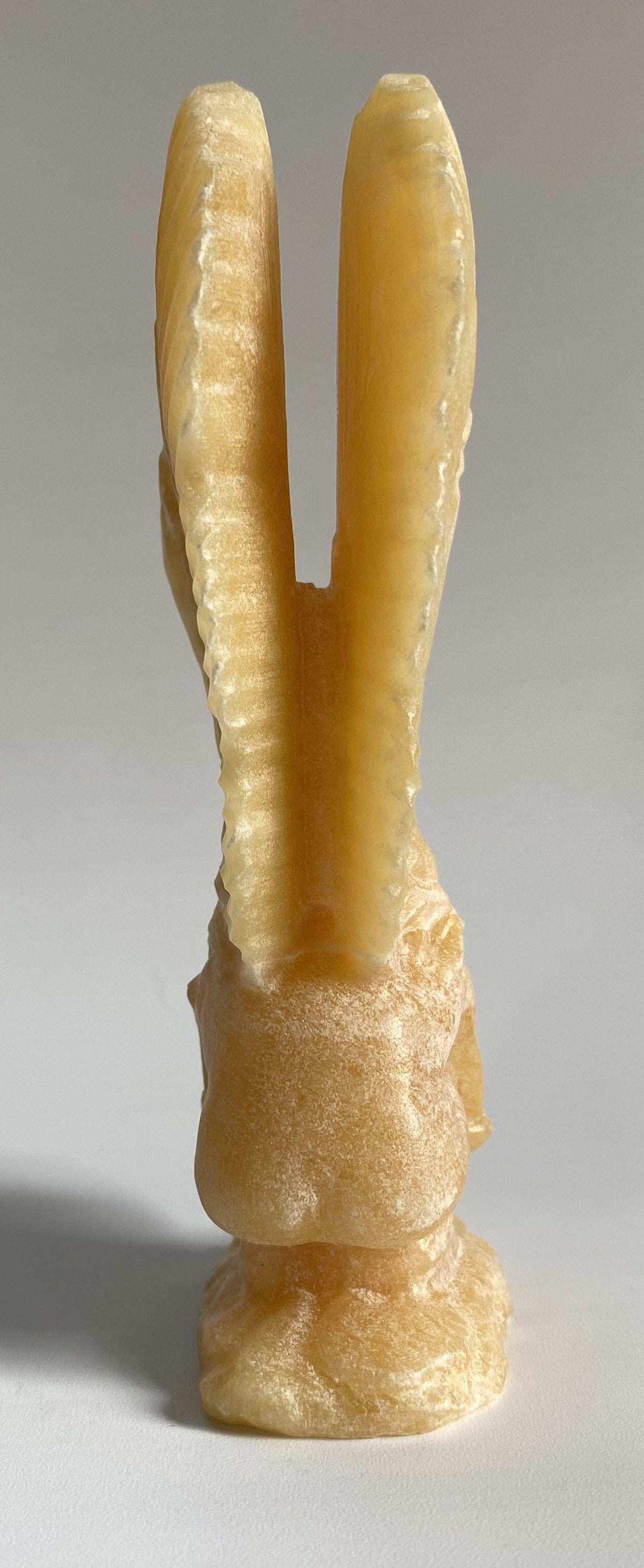 Yellow Calcite angel figurine carved from semi-precious stone Calcit Galben