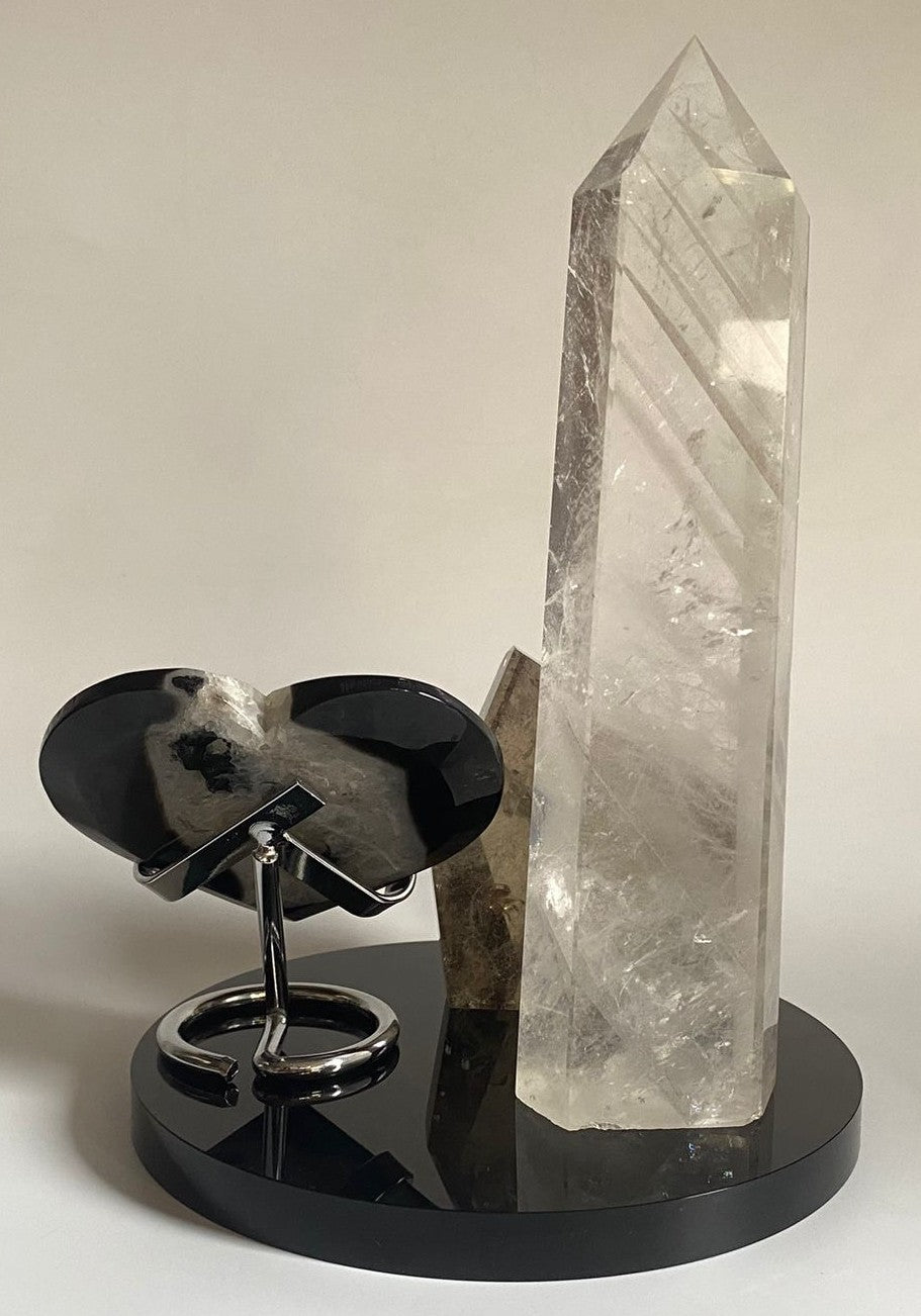 Set Cristale - Cuart Transparent&Agat Negru&Cuart Fumuriu - Decoratiune Pietre Semipretioase