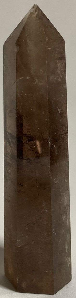 Obelisc din cuart fumuriu de 11cm, cristal vindecător natural