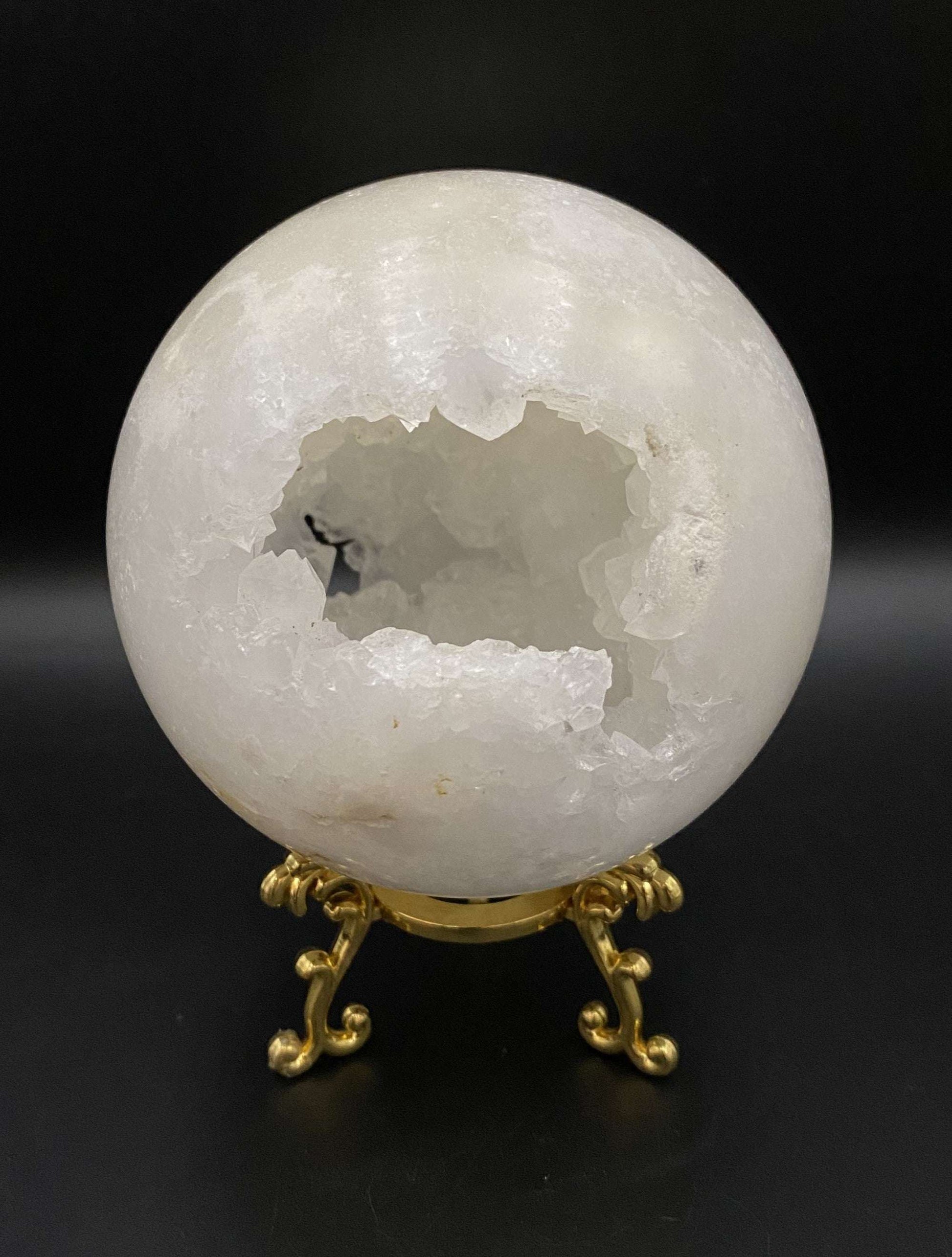 Cuart Alb crystal sphere with metal stand decorative semiprecious stone