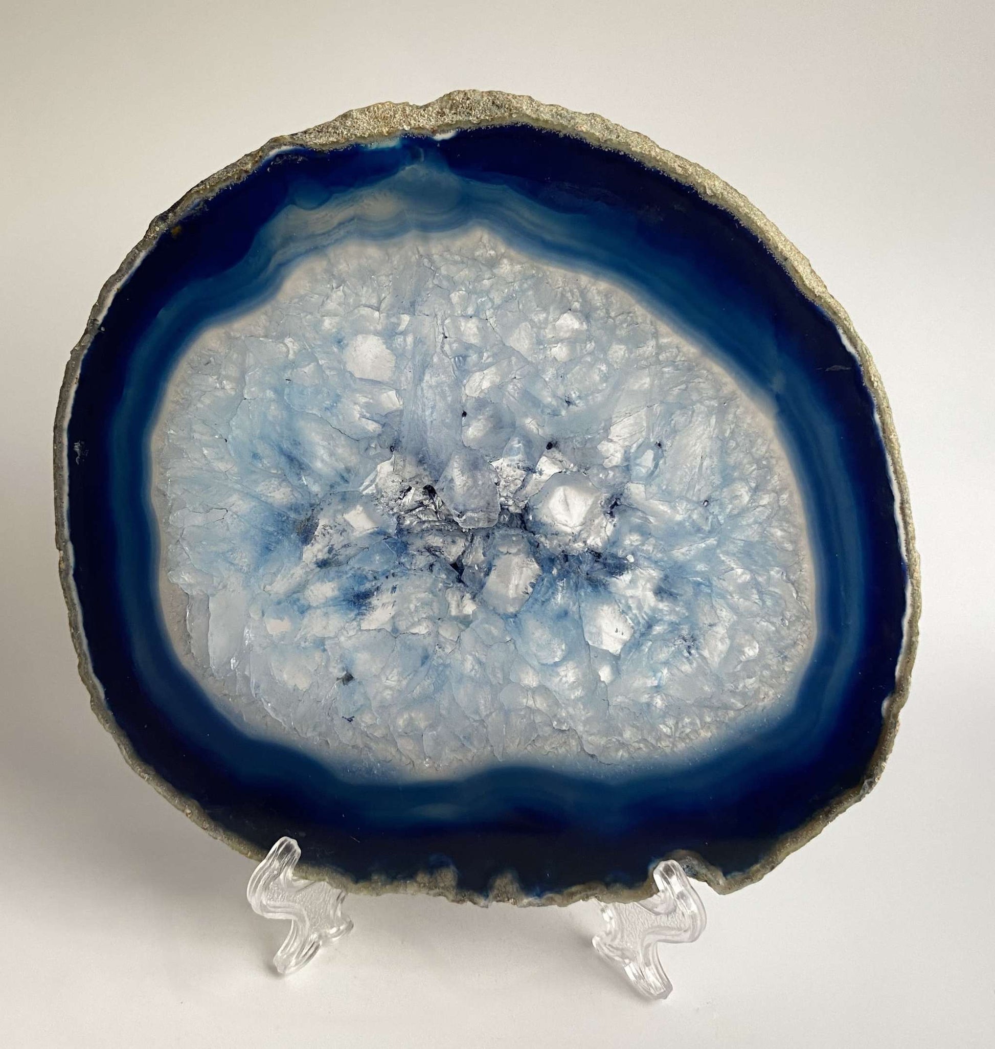 Agat Albastru felie geoda piatra semipretioasa pe suport plastic