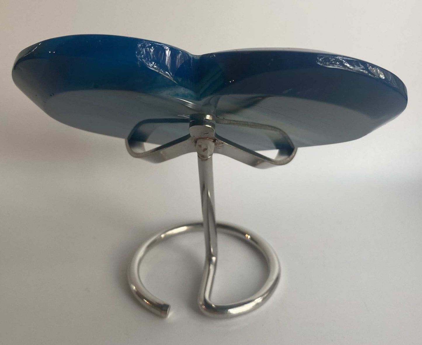 Inima din Agat Albastru pe suport metalic decorativ