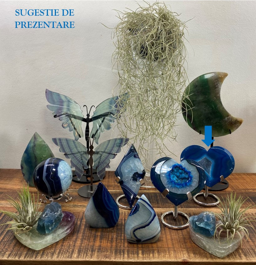 Agat Albastru - Inima din piatra semipretioasa