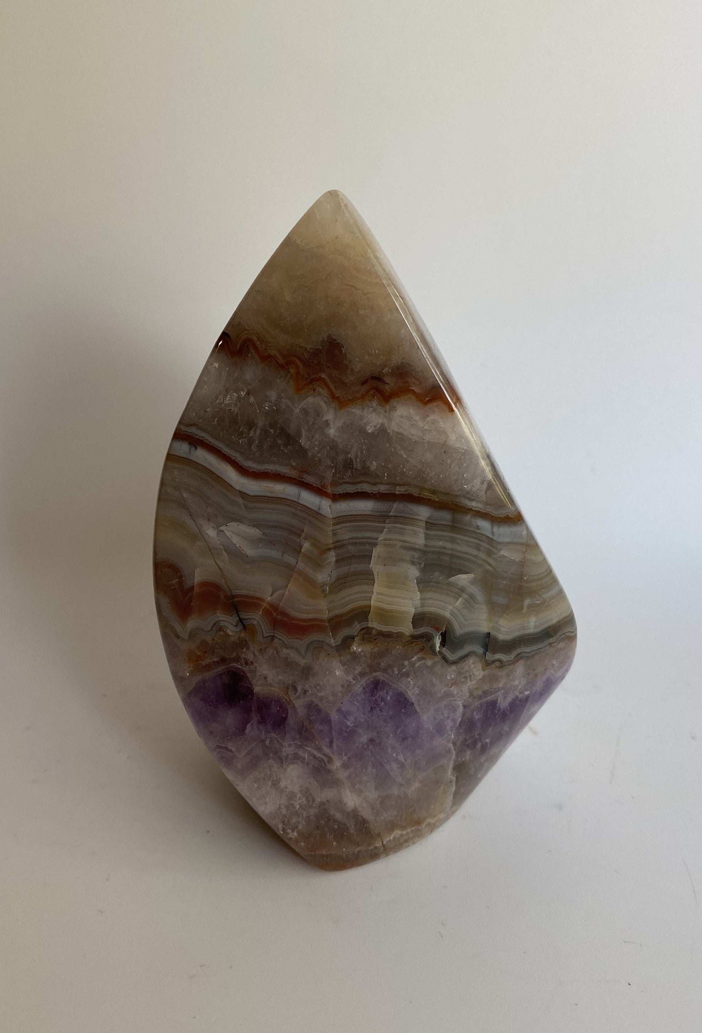 Simbiot Agat-Ametist sculptura piatra semipretioasa naturala cu striatii si ametist