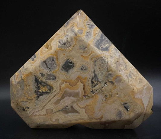 Inima din Agat Crazy Lace natural, 9.7 cm, piatră semiprețioasă unică cu modele distinctive