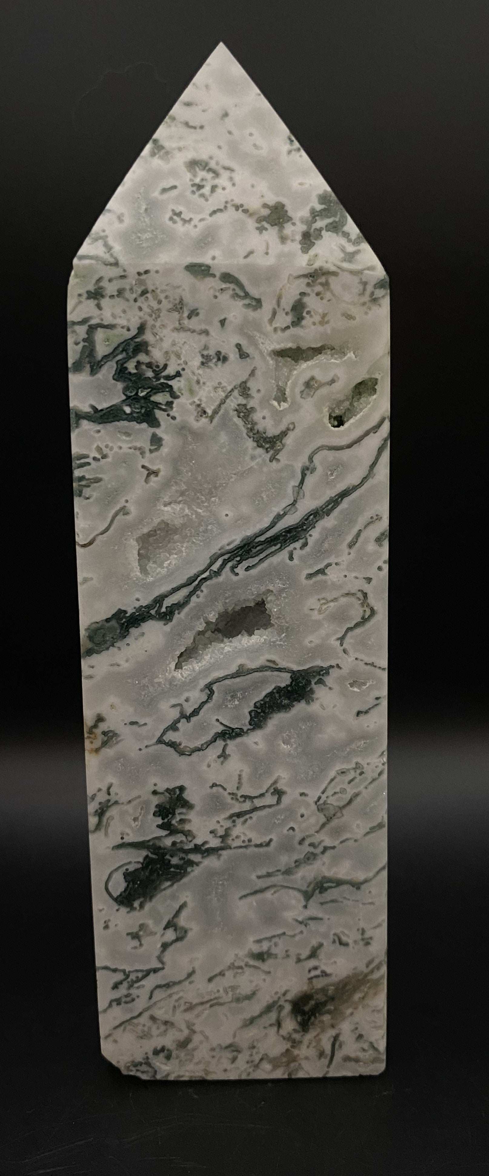 obelisc piatra semipretioasa agat muschi natural verde gri