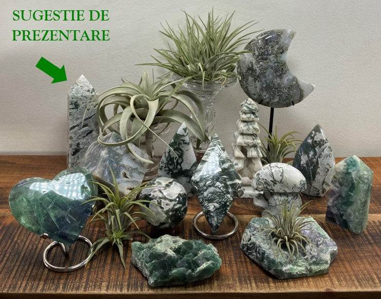Obeliscuri din Agat Muschi piatră semiprețioasă pe suport decorativ