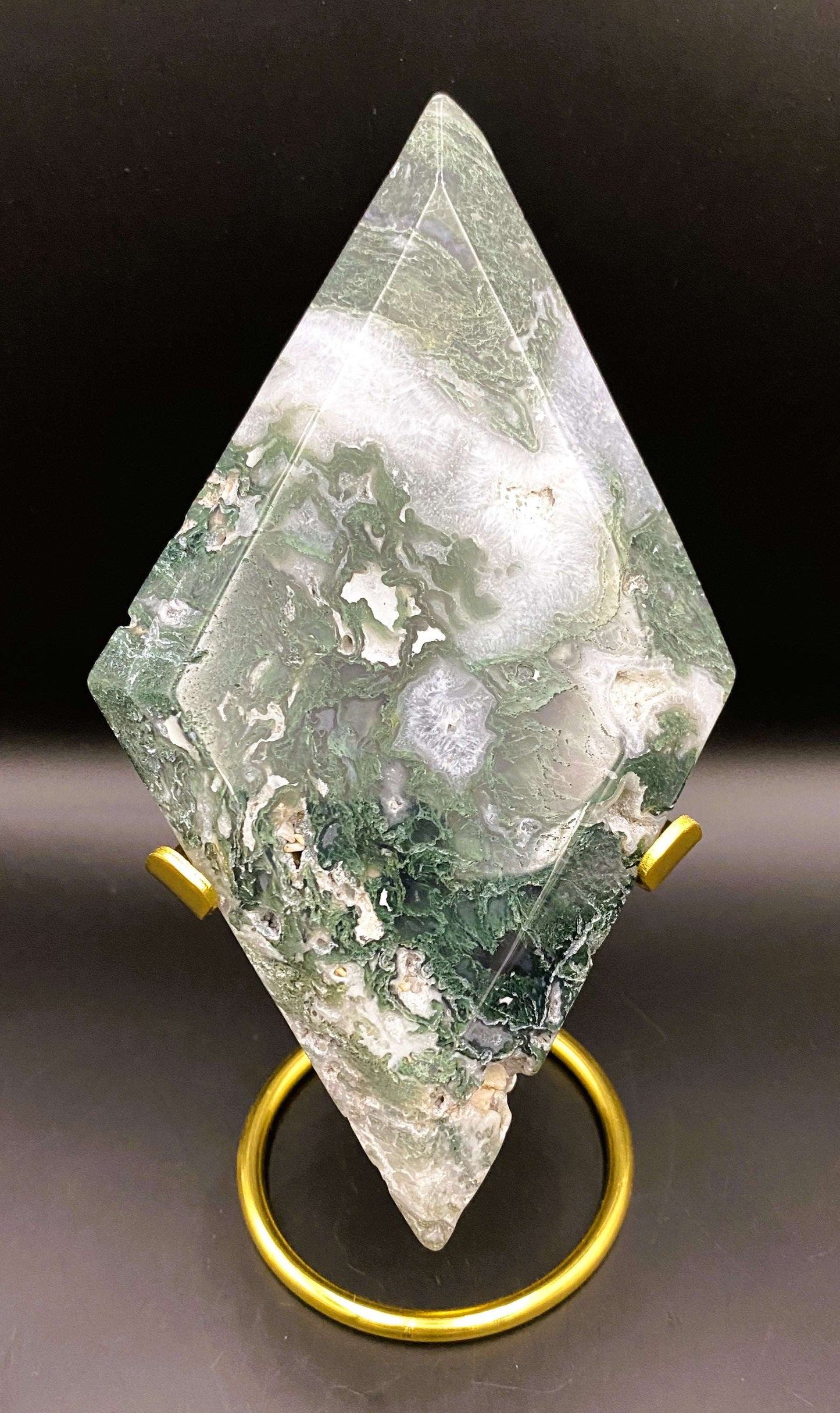 Agat Muschi piatra semipretioasa romb pe suport metalic