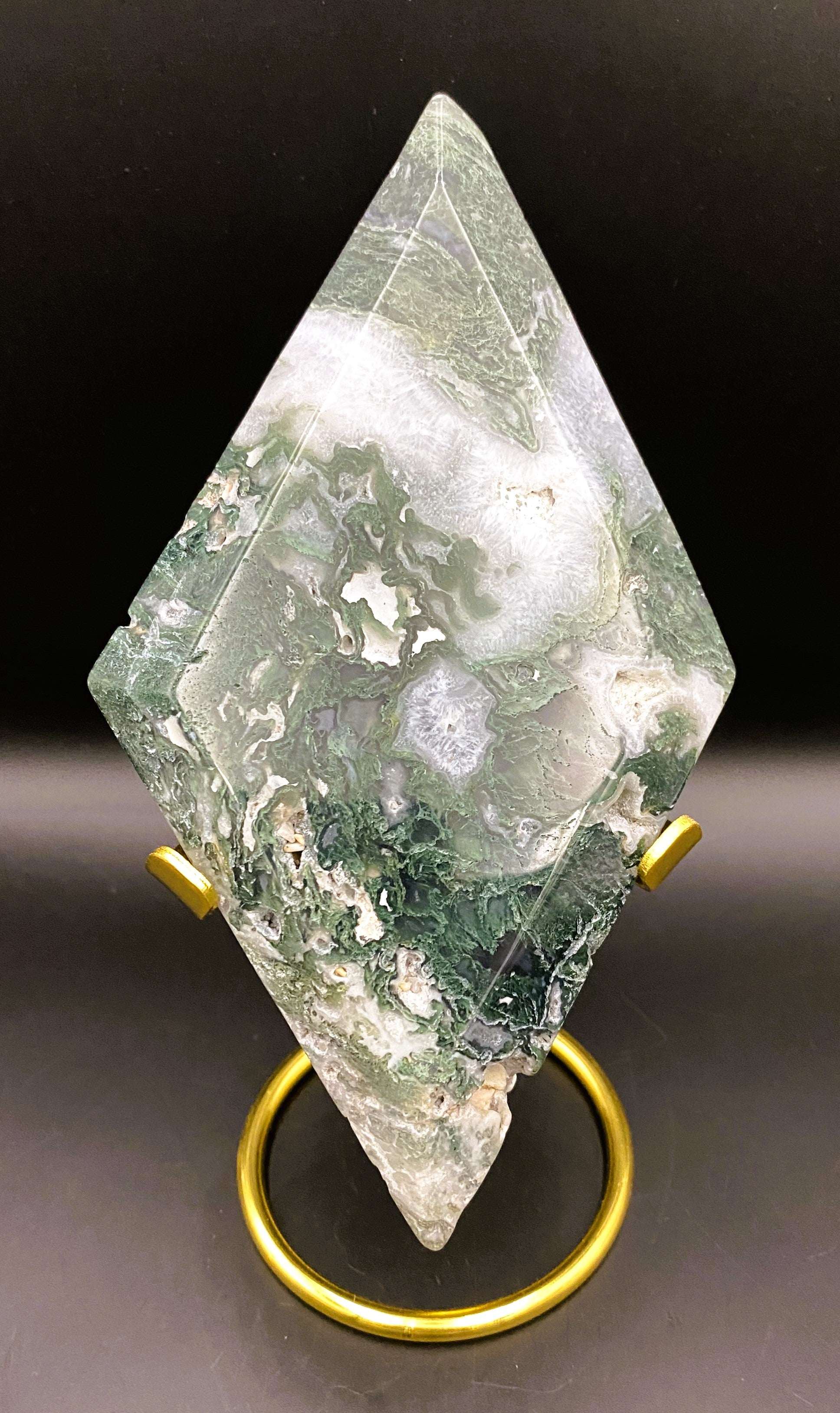 Agat Muschi piatra semipretioasa romb pe suport metalic