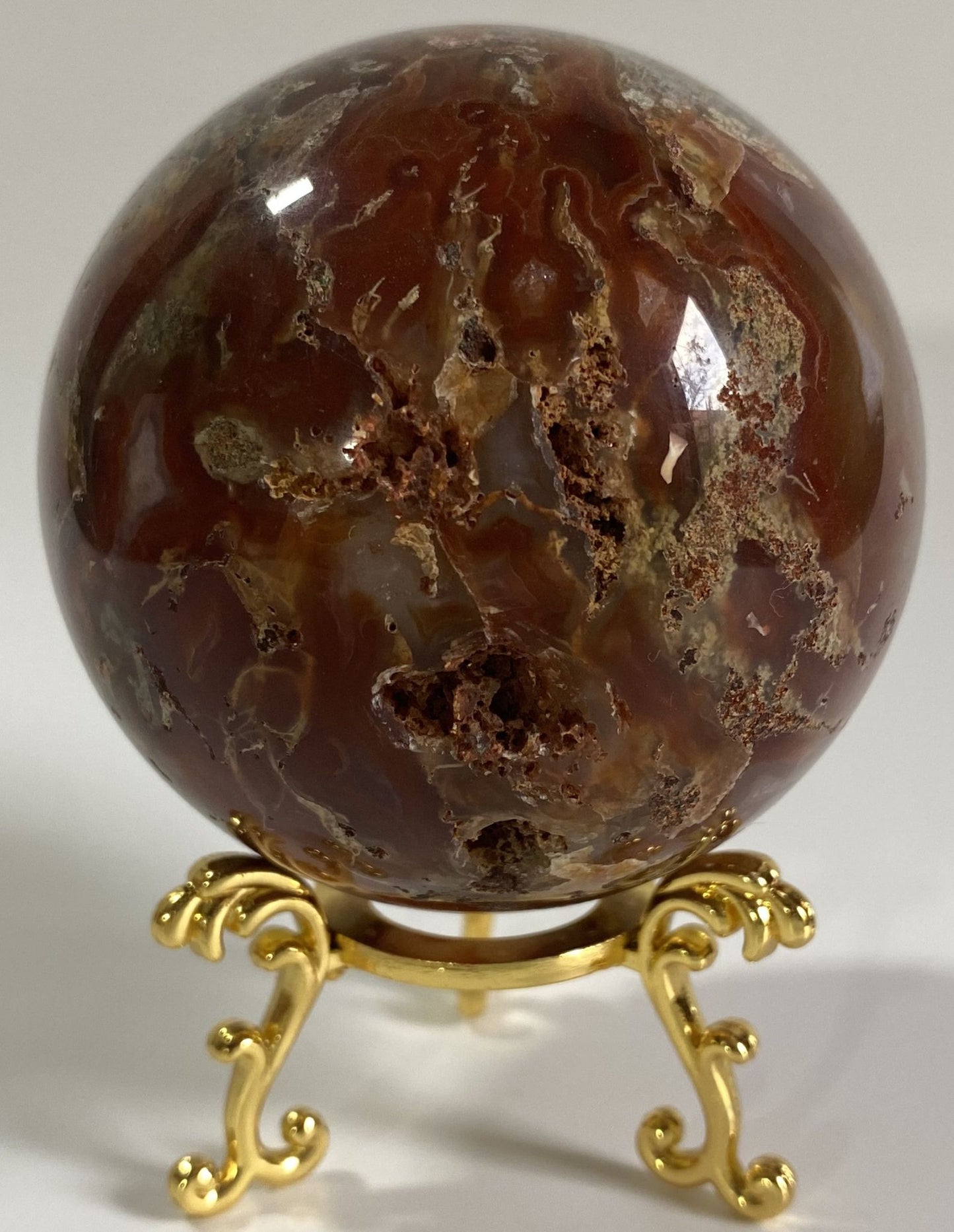 Agat Muschi Rosu - Sfera 6.9cm - Decoratiune Piatra Semipretioasa