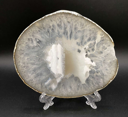 Felie geoda Agat Natural pe suport plastic transparent, decor elegant pentru casă