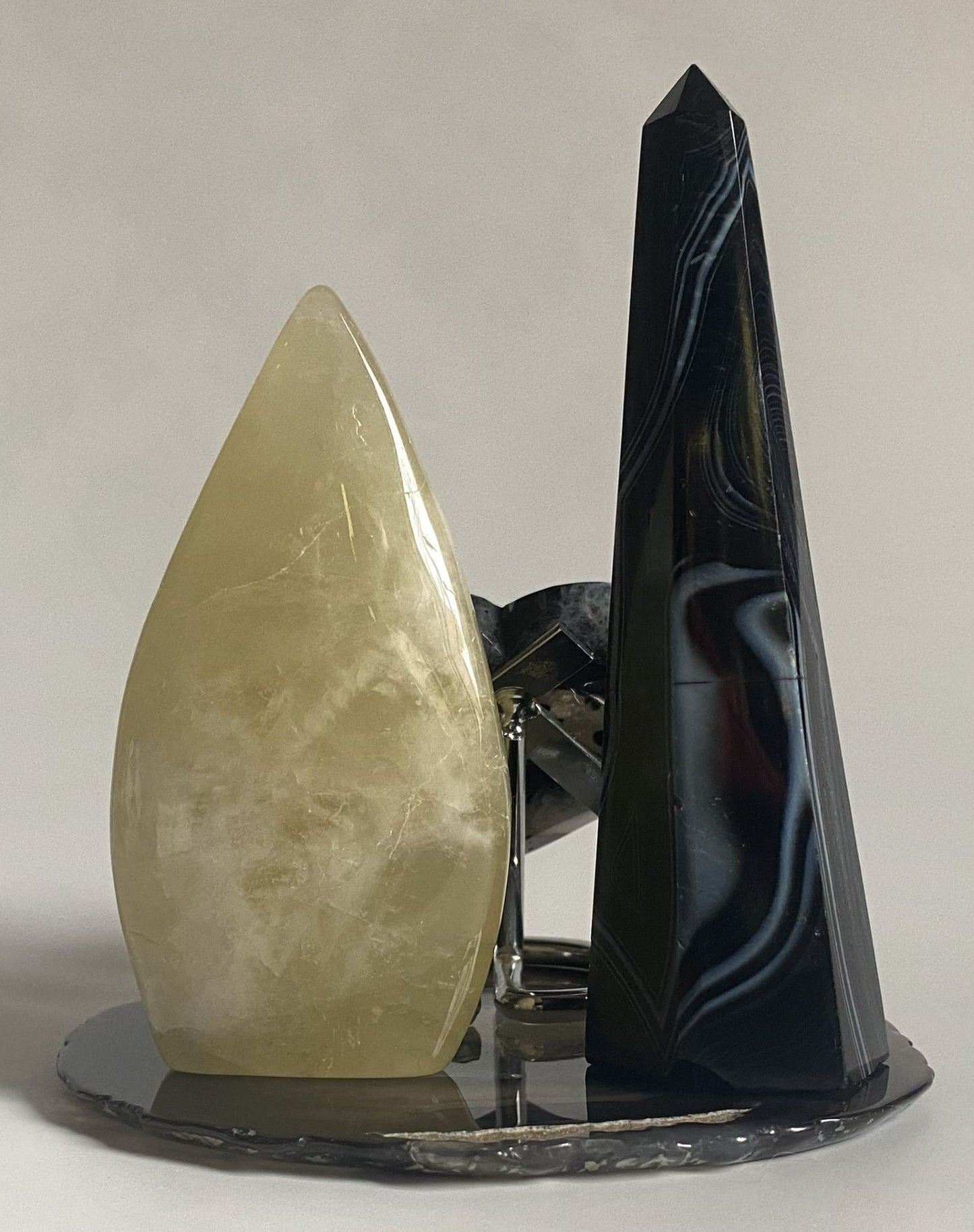 Set Cristale - Agat Negru&Citrin - Decoratiune Pietre Semipretioase