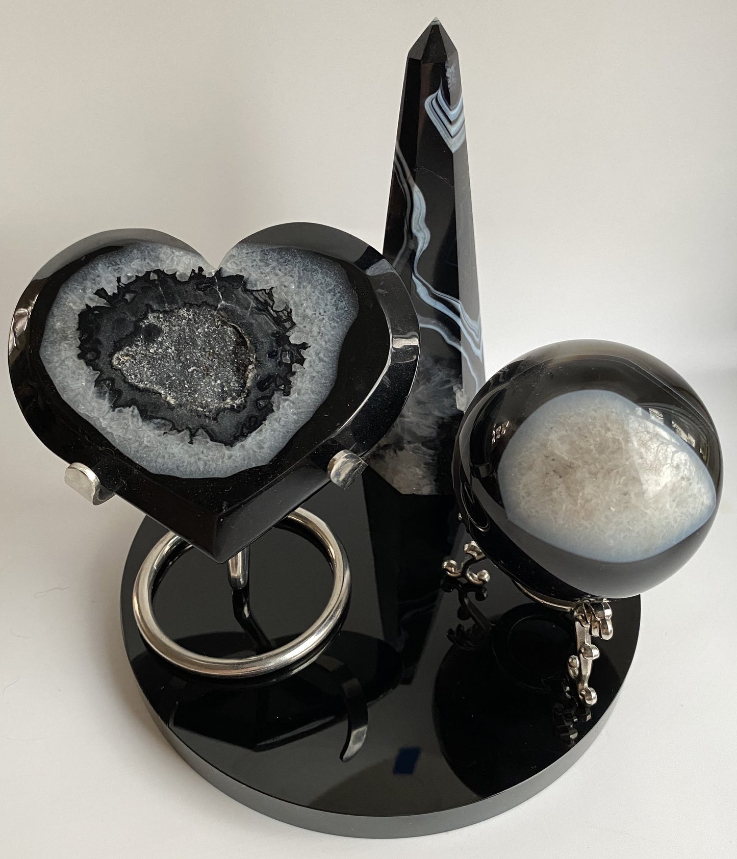 Agat Negru/Obsidian - Set decorativ din piatra semipretioasa