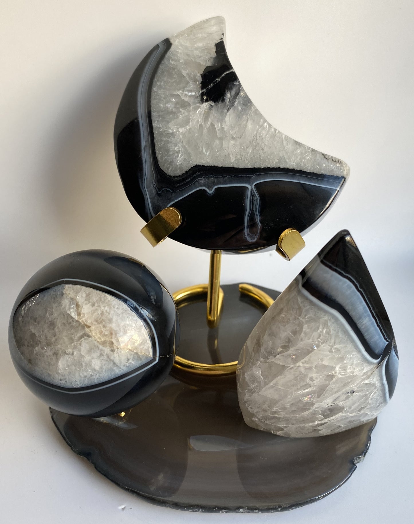 Agat Negru - Set decorativ din piatra semipretioasa