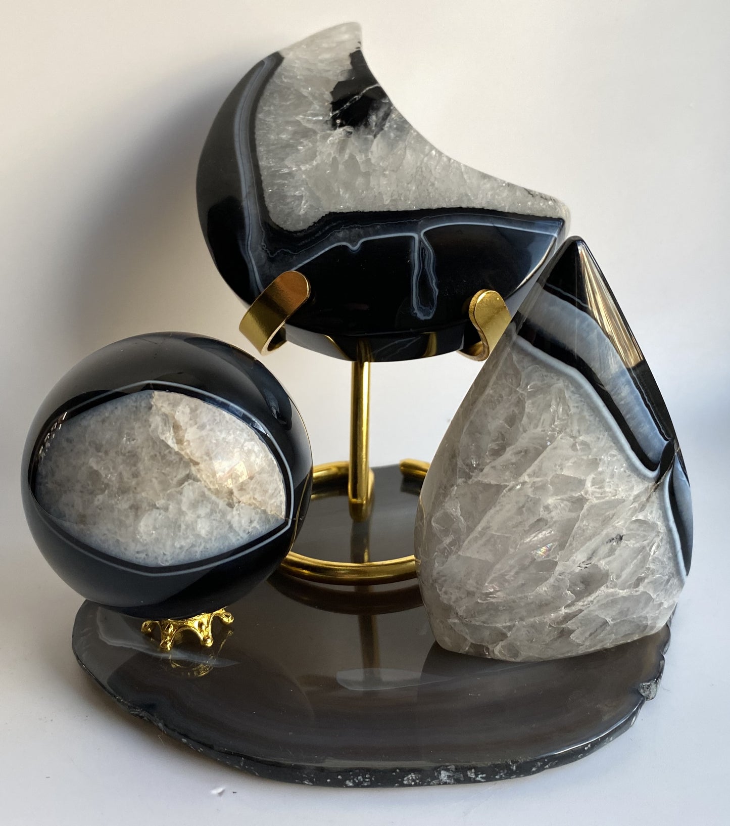 Agat Negru - Set decorativ din piatra semipretioasa