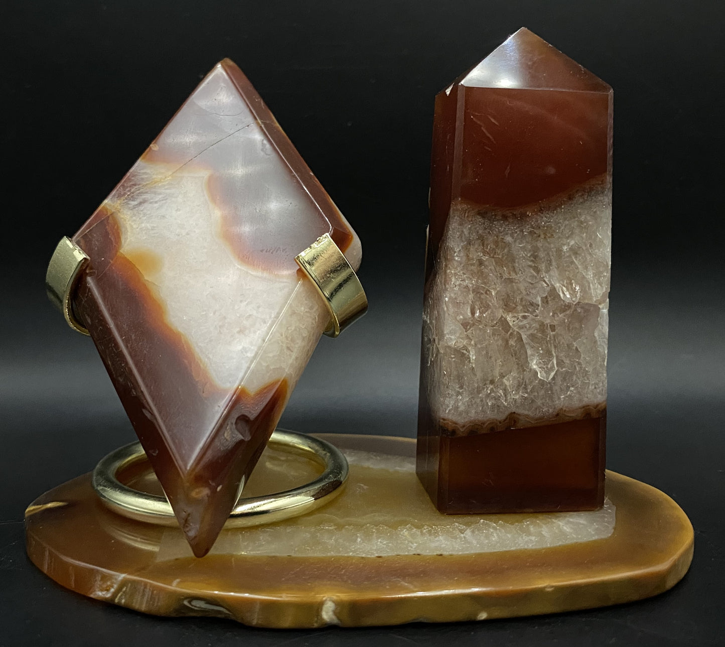 Agat Rosu/Agat Natural - Set decorativ piatra semipretioasa