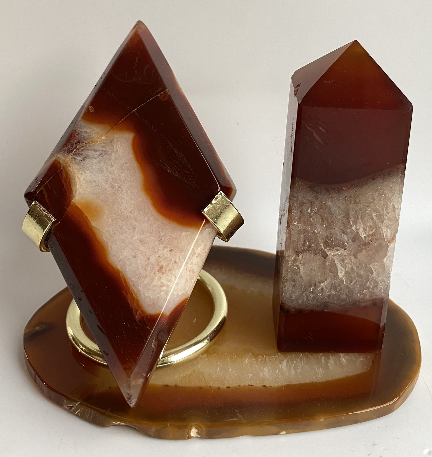 Agat Rosu/Agat Natural - Set decorativ piatra semipretioasa