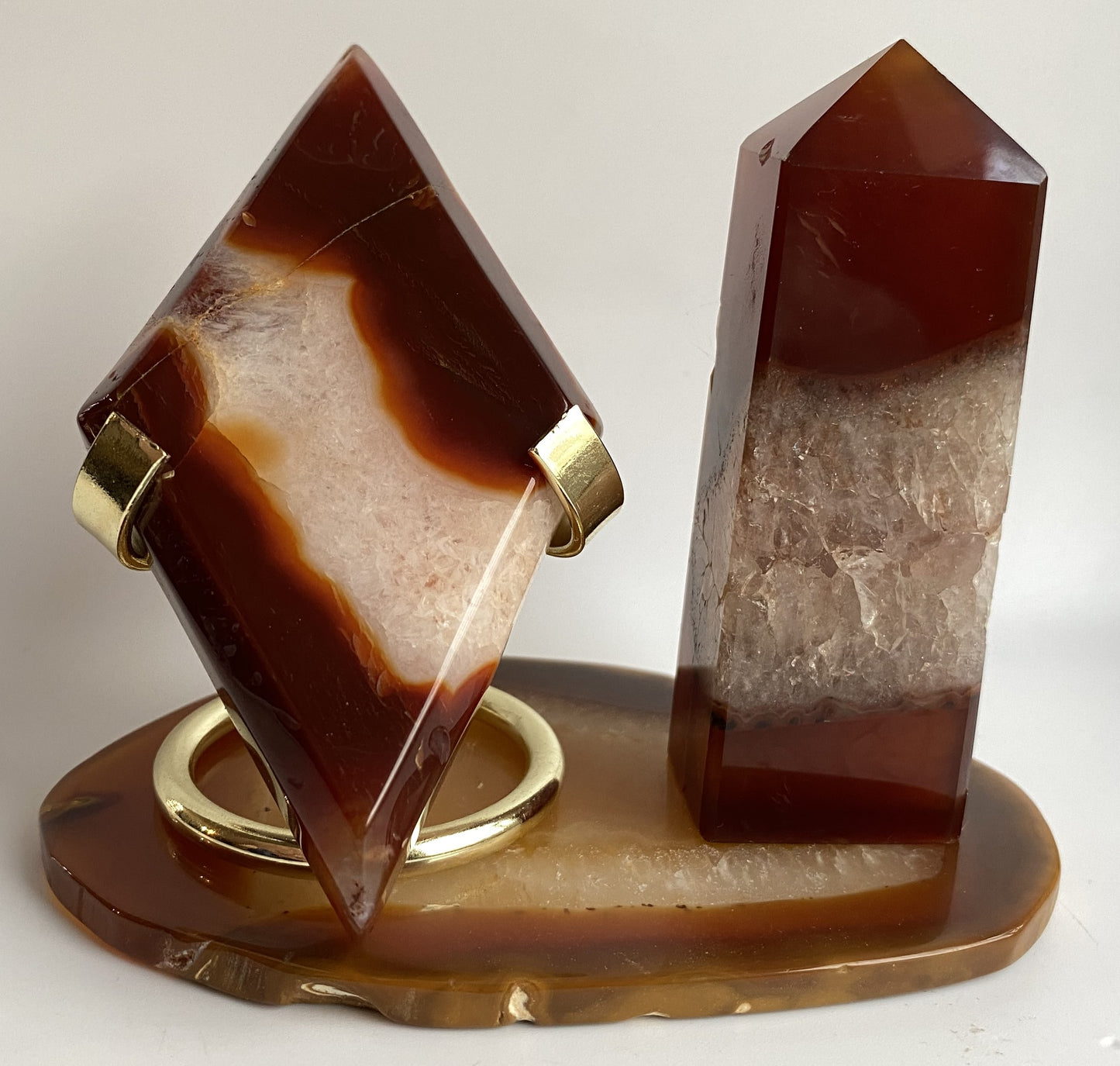 Agat Rosu/Agat Natural - Set decorativ piatra semipretioasa
