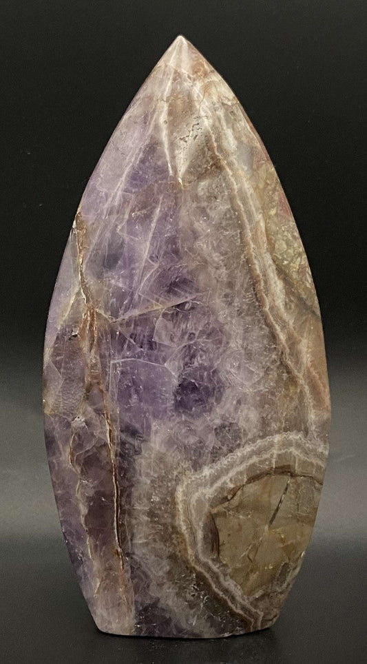 Sculptură Ametist-Agat din piatră semipretioasă cu nuanțe violete și maro