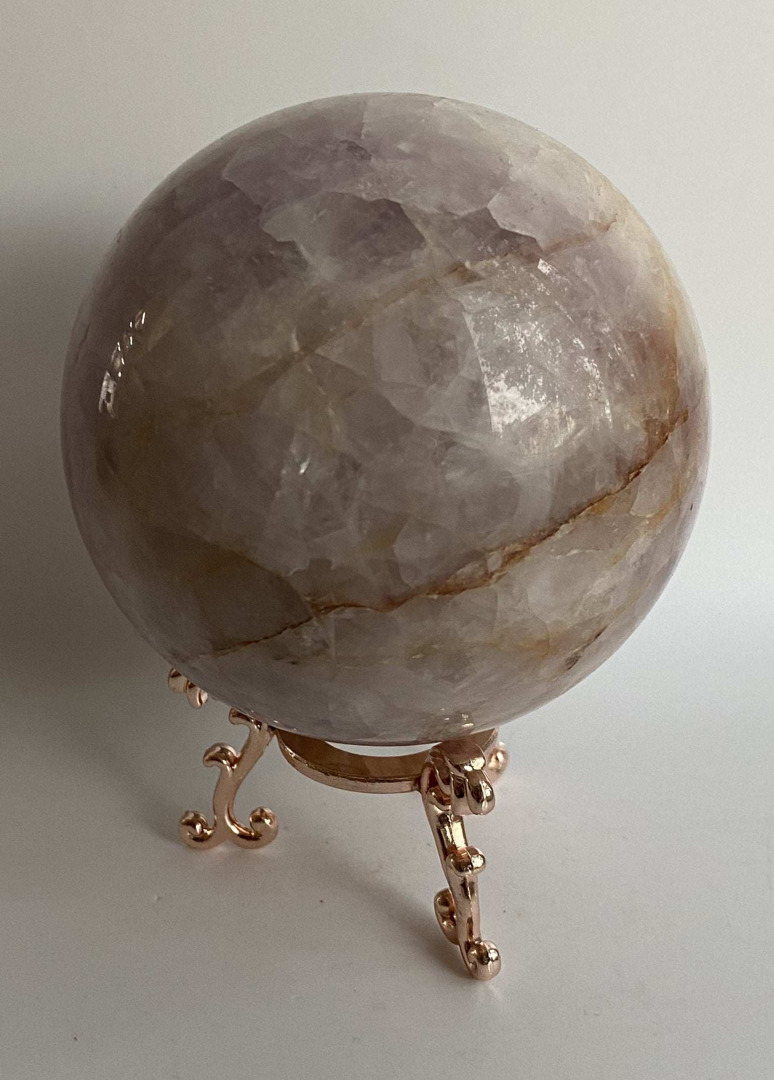 Sfera Ametist-Agat pe suport metalic decorativ din piatra semipretioasa
