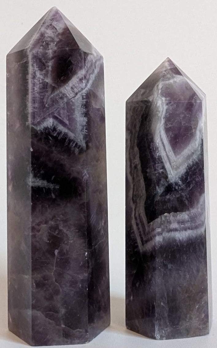 Set doi obeliscuri din Ametist Dream Chevron pietre semiprețioase naturale