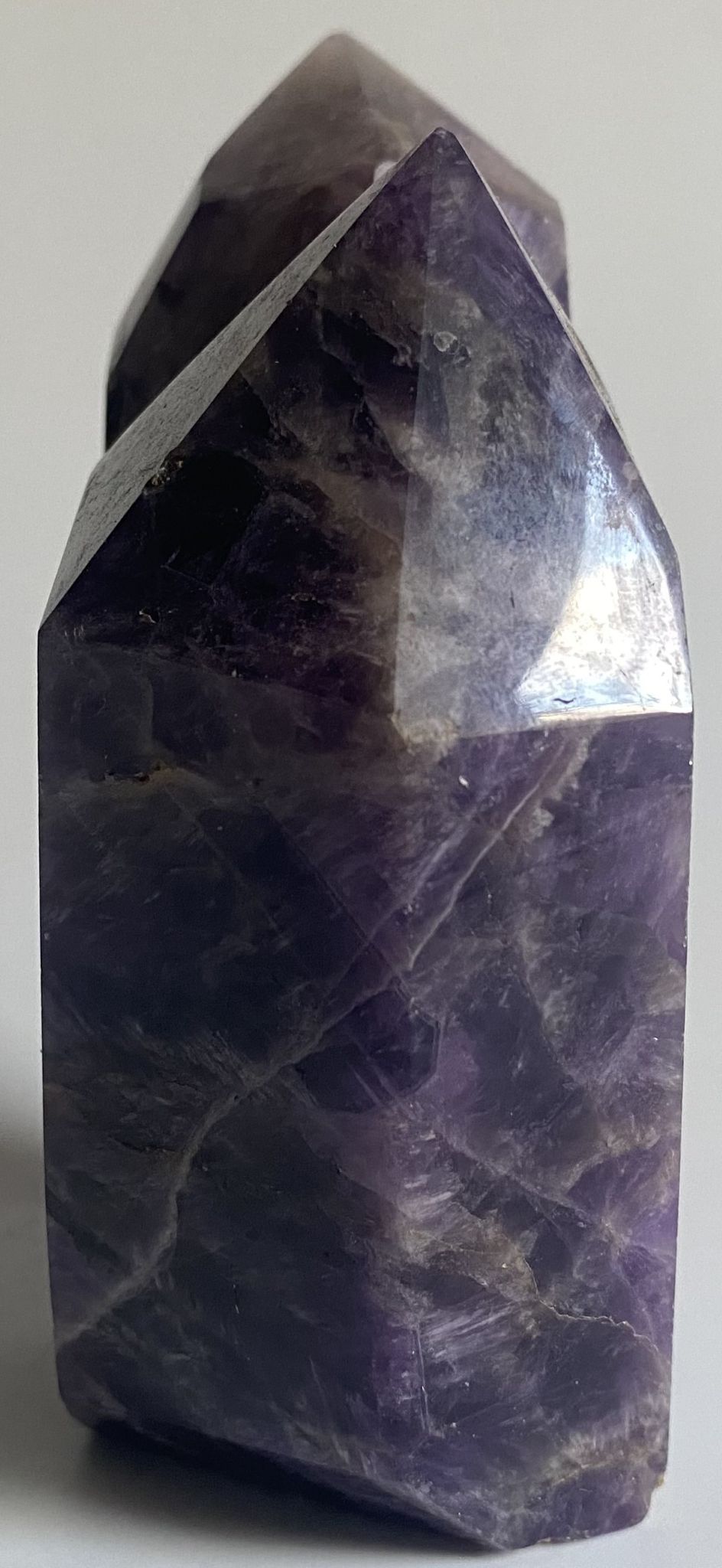 Ametist Dream (Chevron) - Obelisc Dublu 13.6cm - Pietre Semipretioase Naturale
