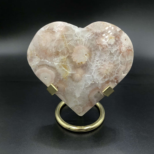 Inima din Ametist Roz natural pe suport metalic, 9.1 cm, piatra semipretioasa decorativa