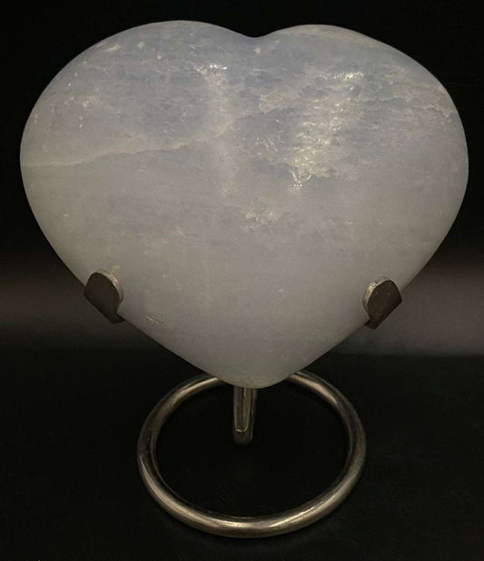 Inima din Calcit Albastru 9.7 cm pe suport metalic, piatra semipretioasa naturala