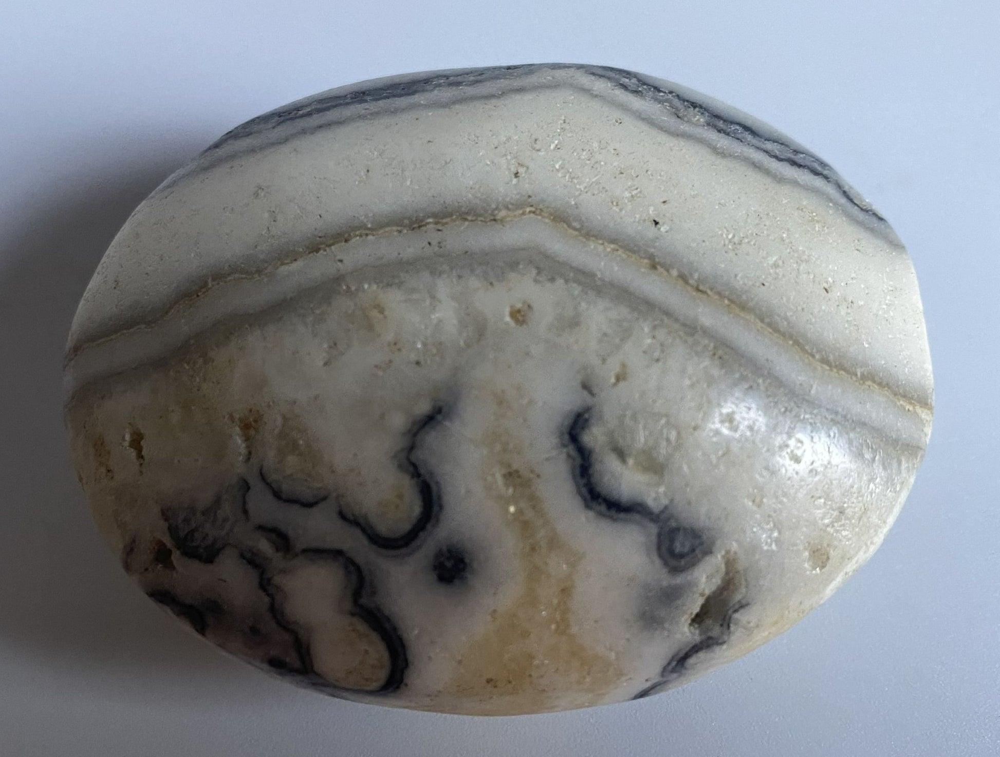 Palm Stone din cristal de calcit dendritic pe fundal alb