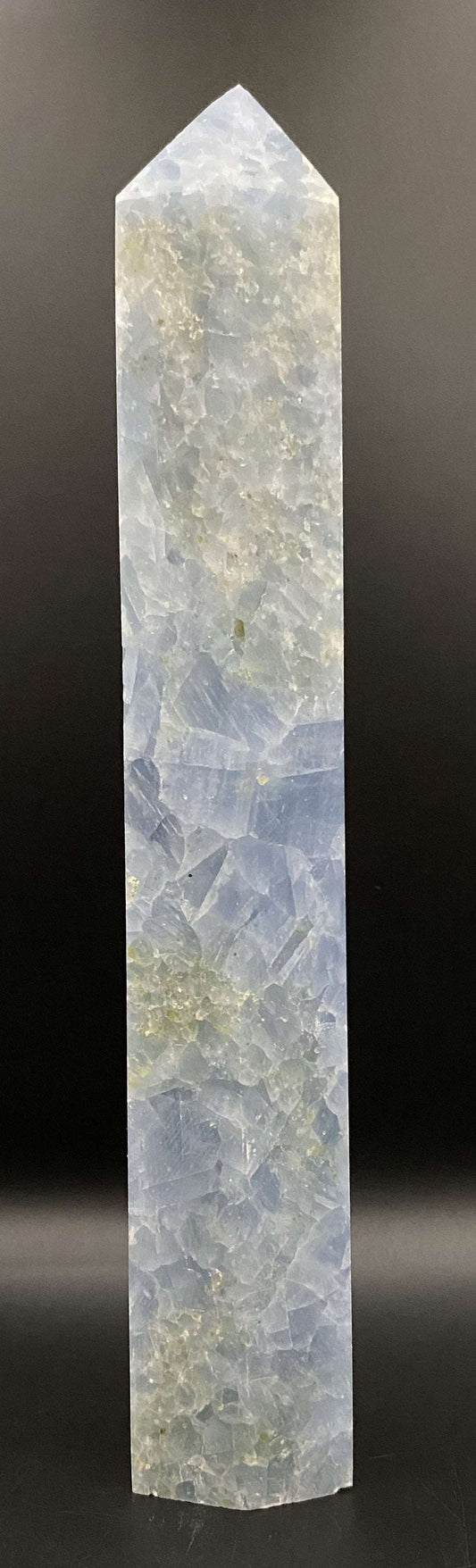 Calcit Albastru obelisk semipretioasa piatra albastra polizata verticală