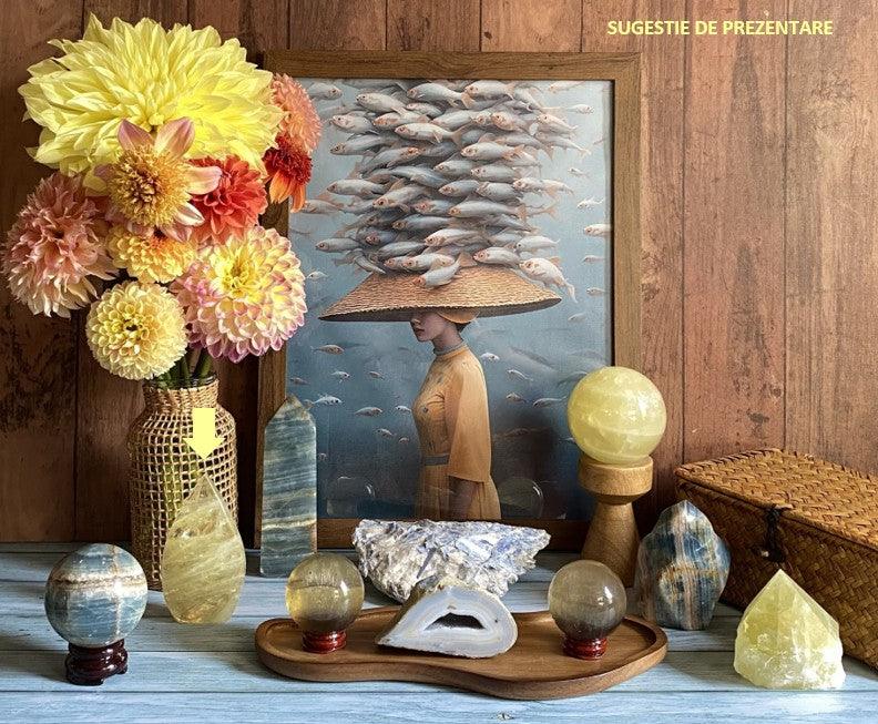 Sculptura din citrin natural 11.4cm decorativă cu pietre semiprețioase