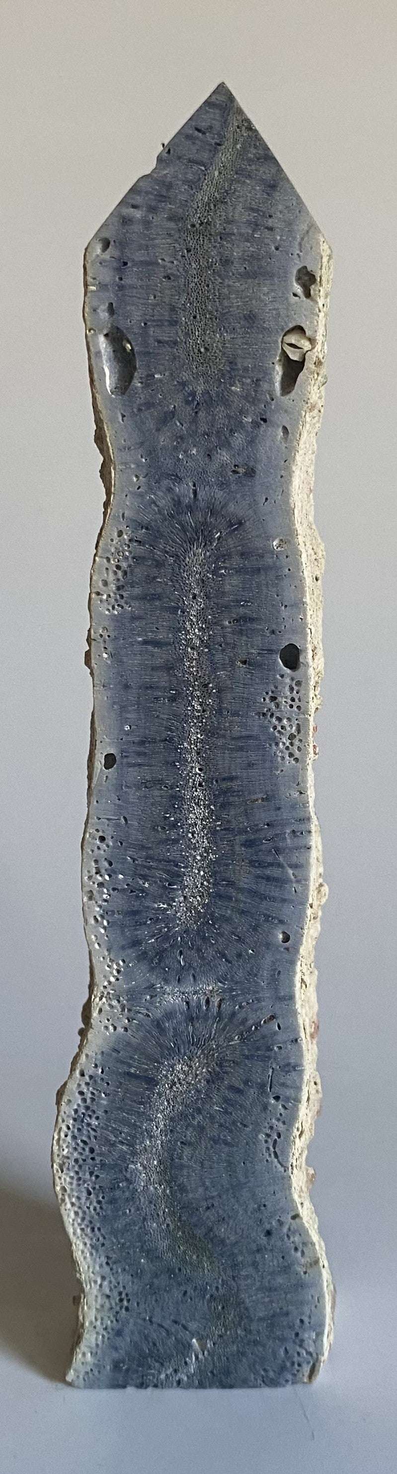 Obelisc din Coral Albastru natural 14.7cm cu textură semiprețioasă