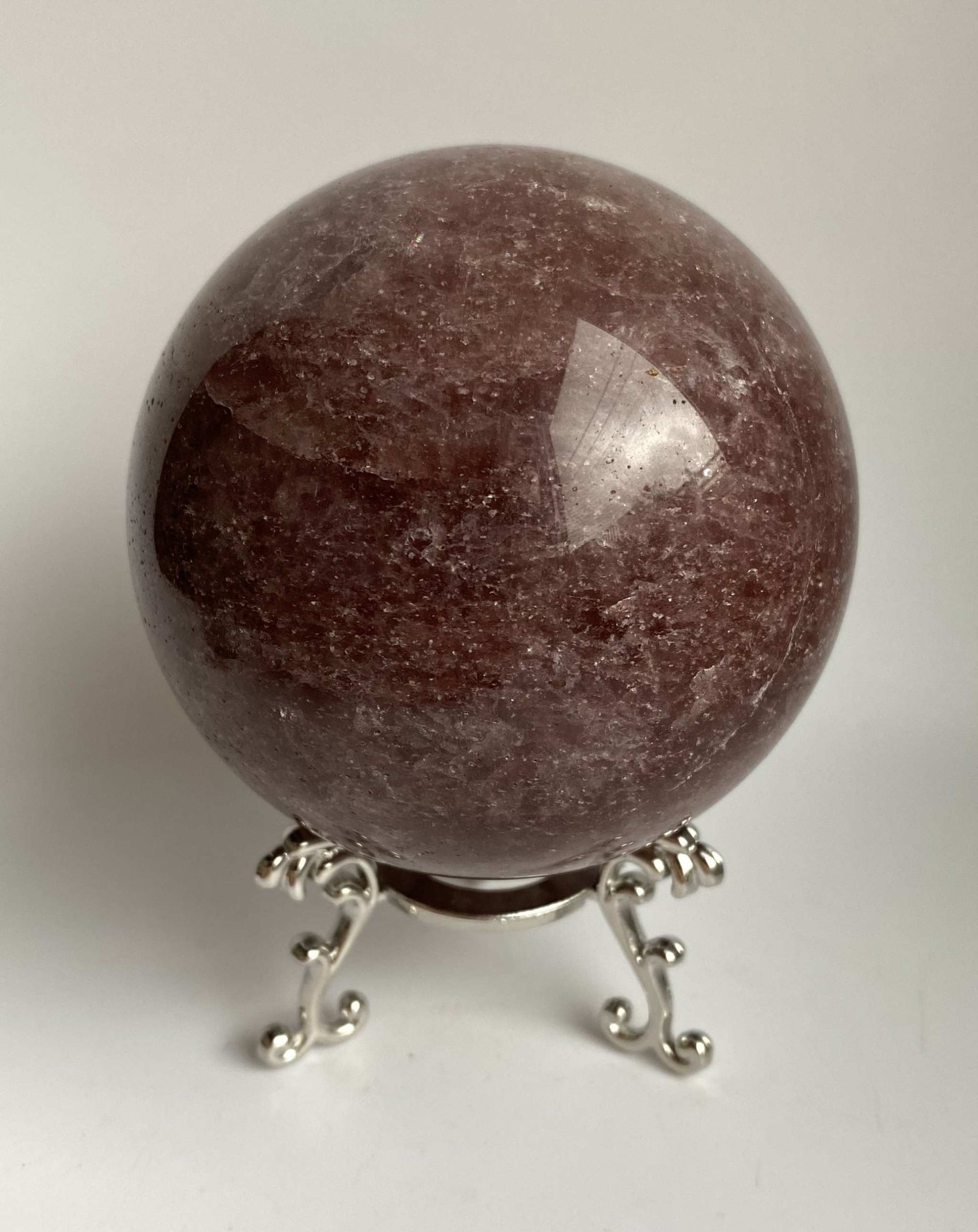 Sfera piatra semipretioasa Cuart Capsuna pe suport metalic elegant