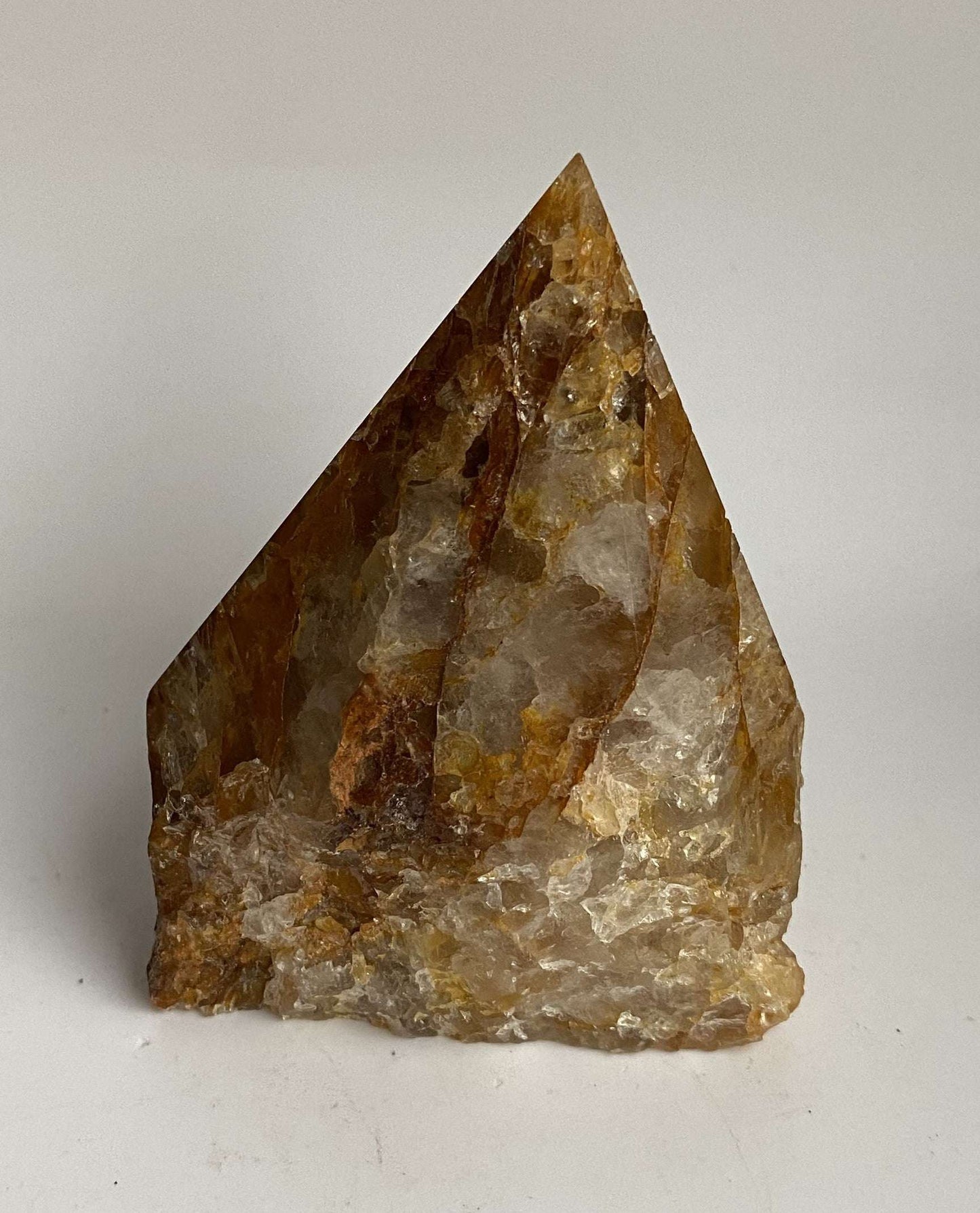 Vârf polisat din Cuart Hematoid Galben, piatră semiprețioasă Vindecătorul Auriu