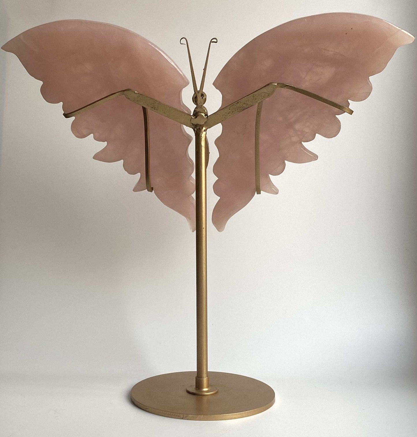 Cuart Roz butterfly sculpture with metal stand semiprecious stone decor