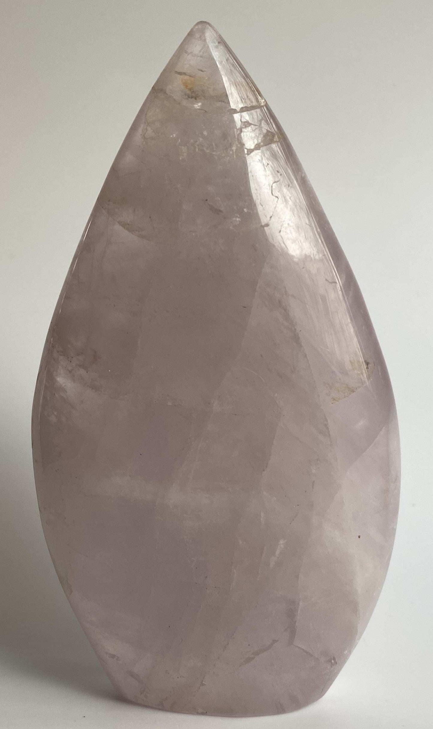 Sculptura din cuart roz natural de 11 cm, piatra semipretioasa transparenta