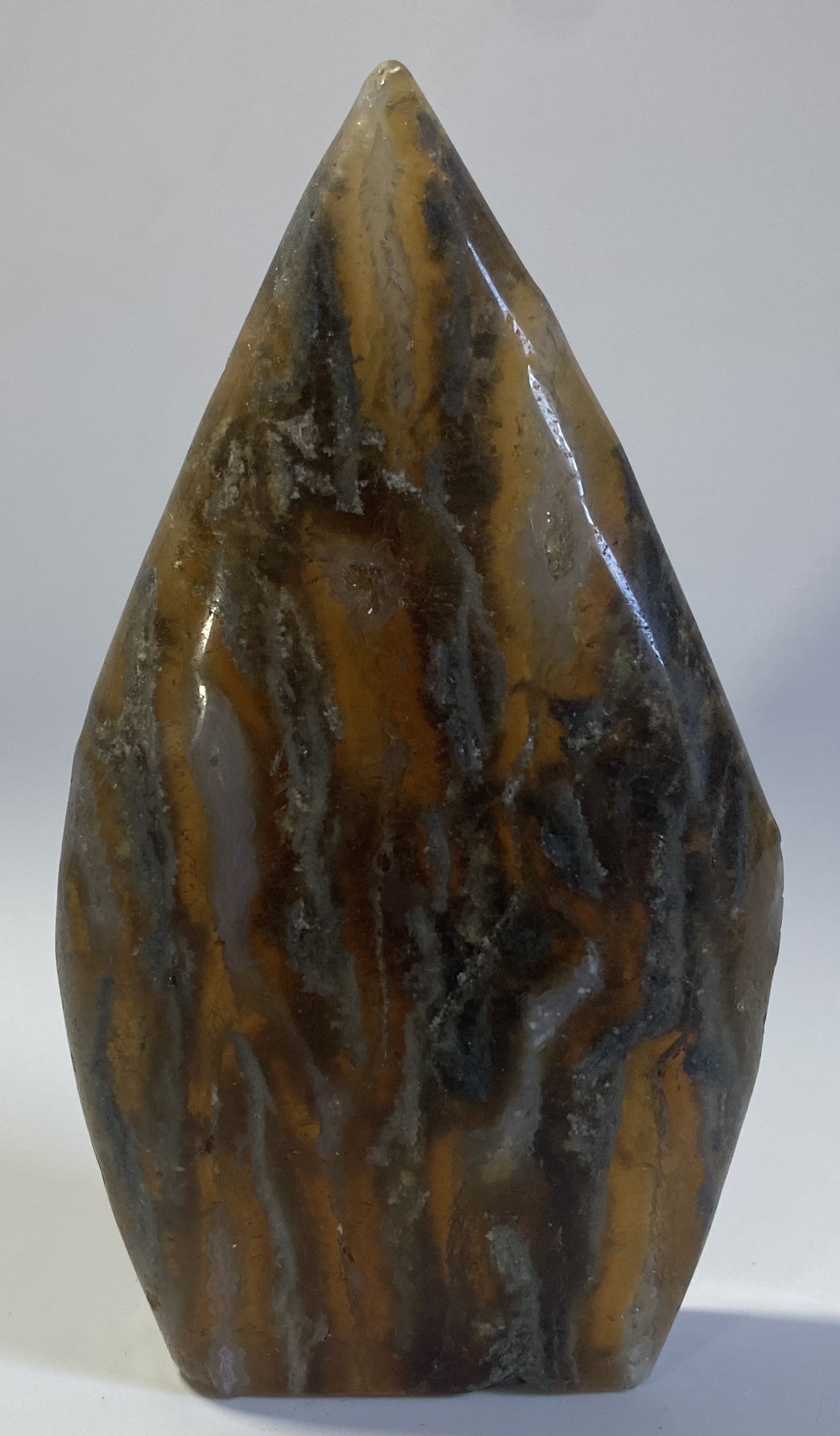 sculptura 11 cm din fluorit-agat pietre semipretioase naturale cu dungi maro si gri