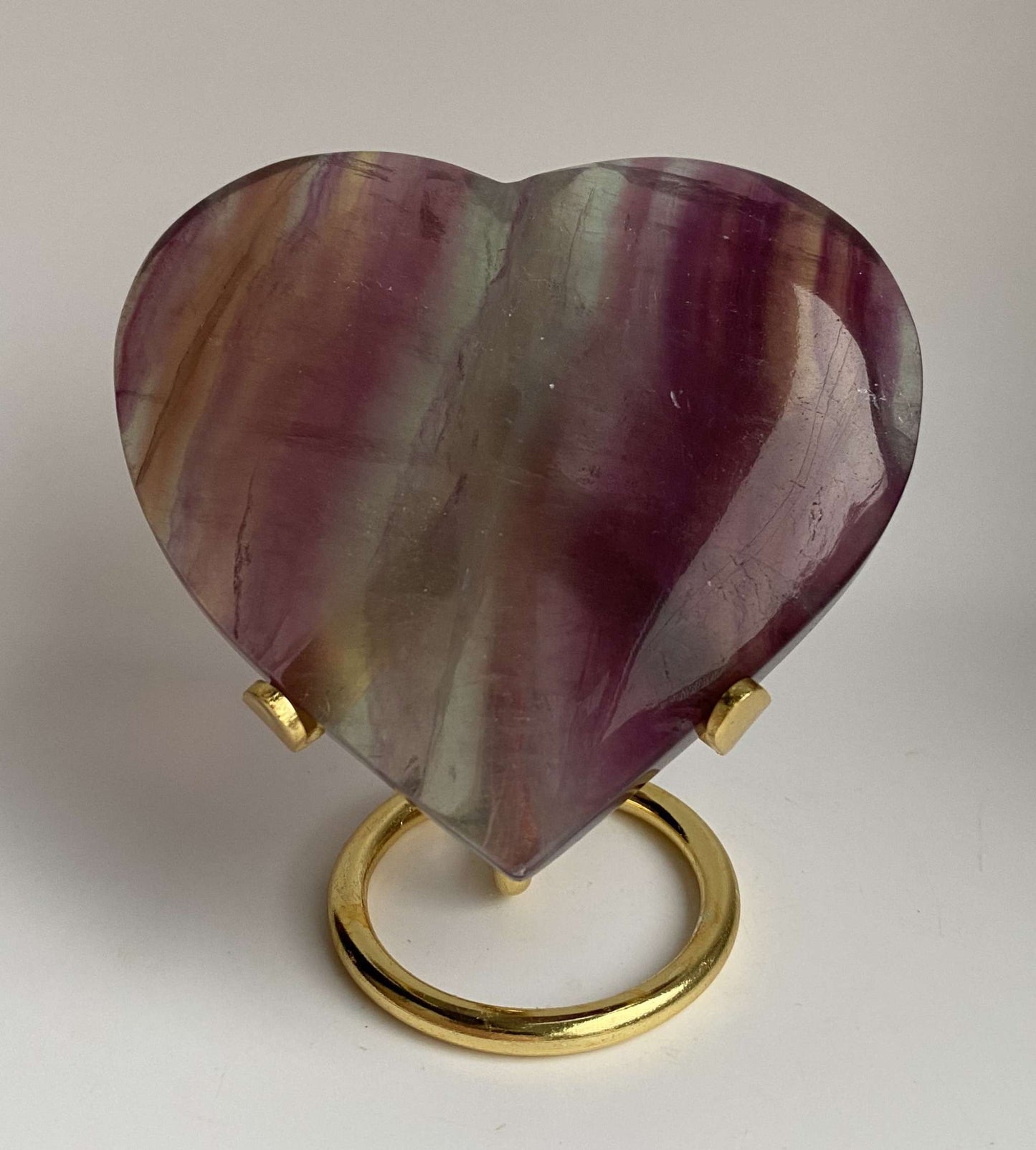 Inima din Fluorit Candy semipretioasa pe suport metalic auriu