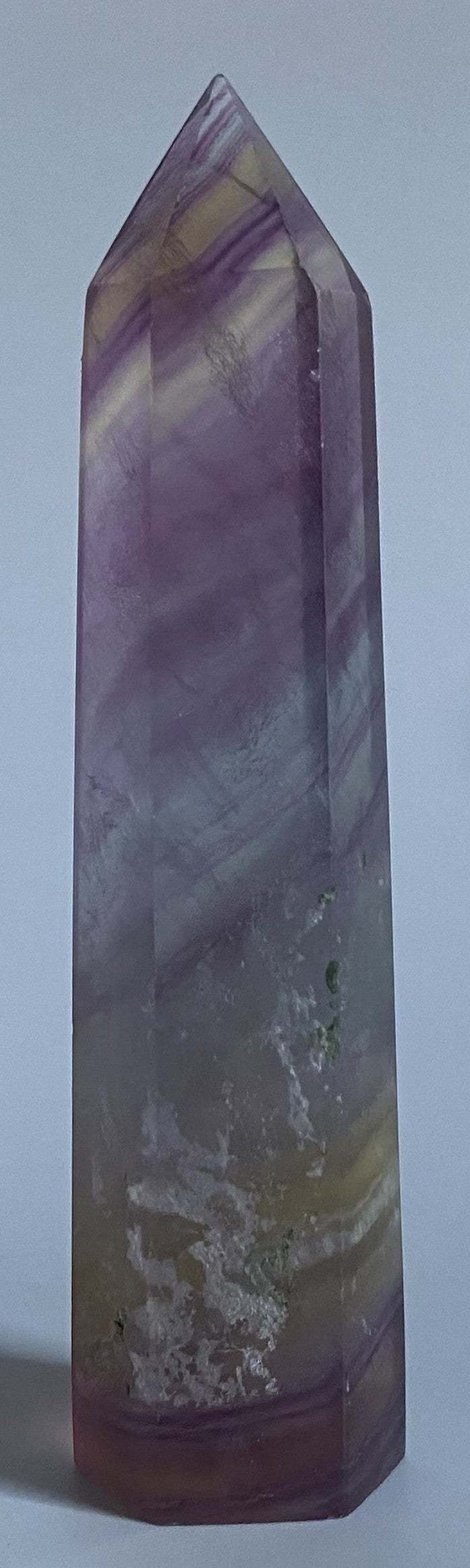 Fluorit Candy obelisc semipretios natural 9.6cm piatra decorativa dreptunghiulara cu varf ascutit