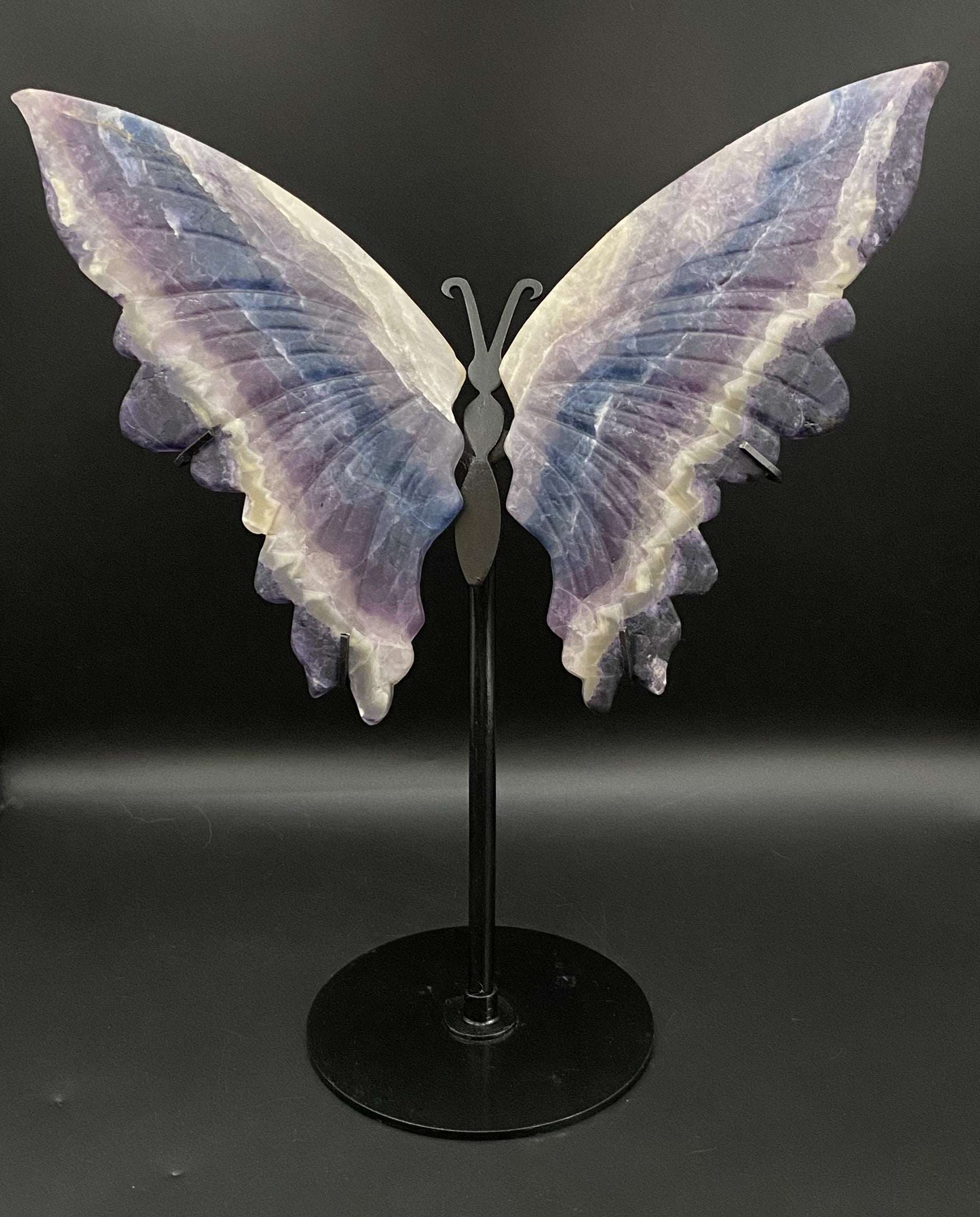 Fluorit butterfly gemstone sculpture on metal stand Fluorit - Fluture