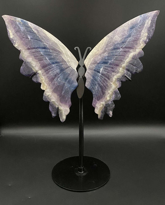 Fluorit butterfly gemstone sculpture on metal stand Fluorit - Fluture