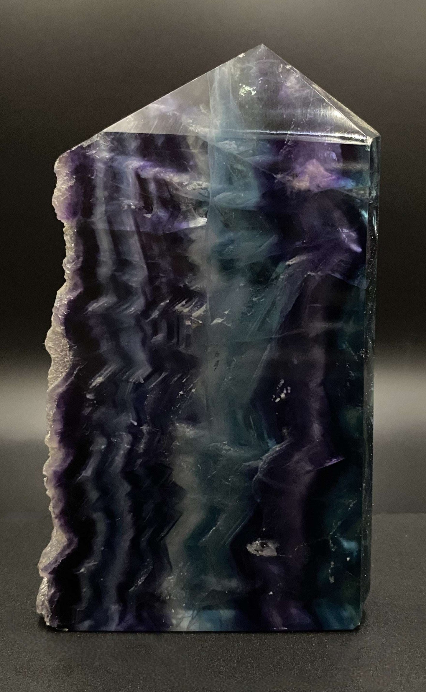 Obelisc brut de Fluorit Rainbow curcubeu, 13.7 cm, piatră semiprețioasă naturală
