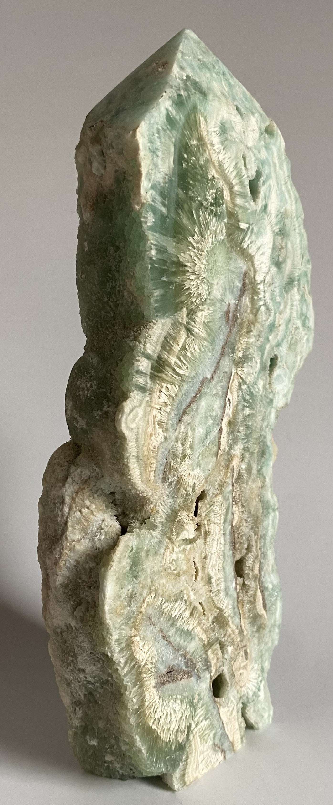 Obelisc brut din hemimorfit verde 20 cm piatră semiprețioasă naturală