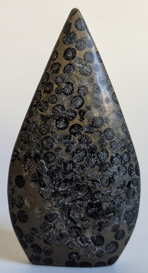 Sculptura de 10.6cm din piatra semipretioasa de jasp leopard pe fundal alb