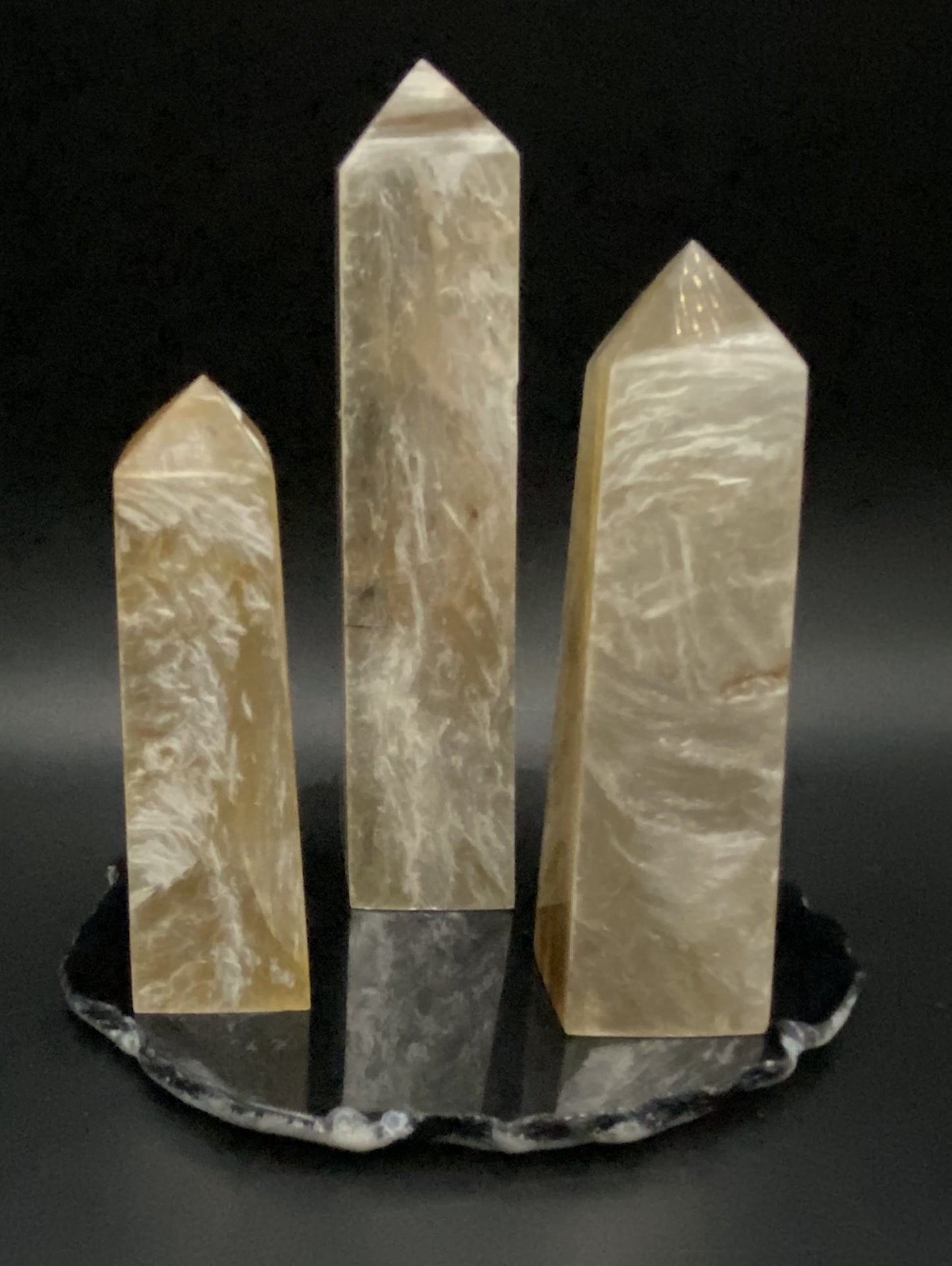 Mica Aurie/Agat Negru - Set obeliscuri piatra semipretioasa