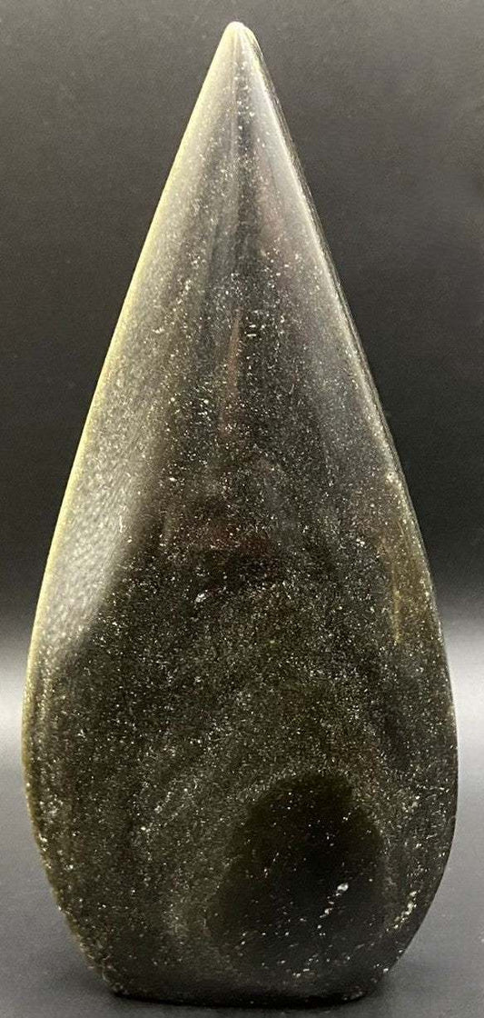 Sculptură din Obsidian Auriu de 13.7cm, piatră semiprețioasă naturală